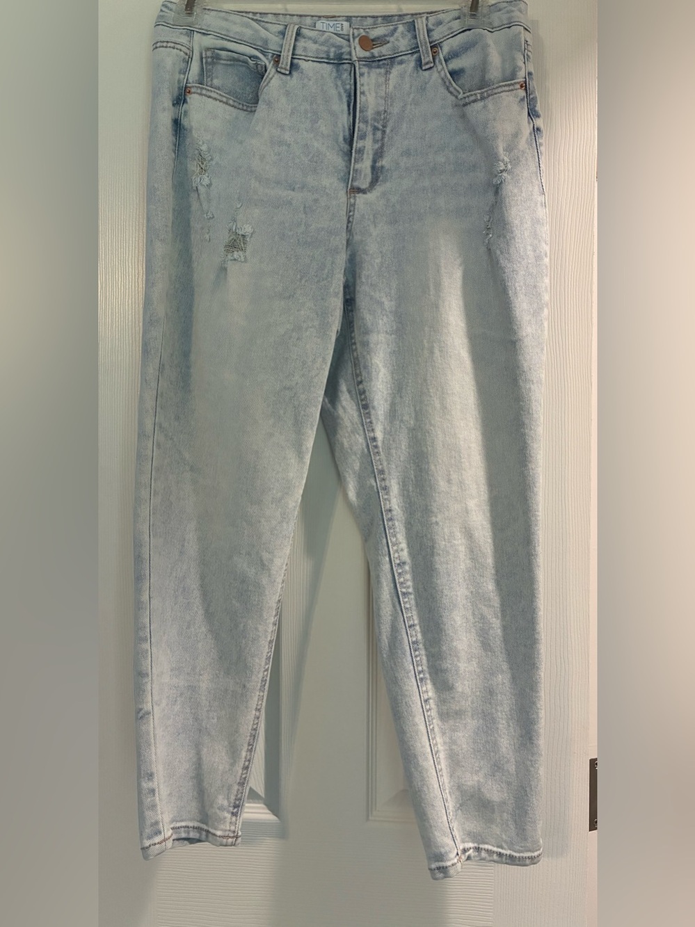 Time and Tru Light Blue Distressed High-Rise Jeans